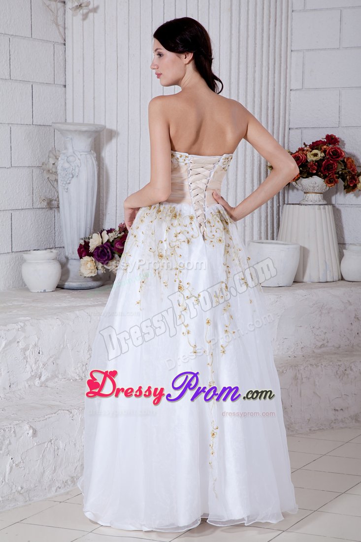 Sash and Beading Accent White Floor-length Prom Pageant Dresses