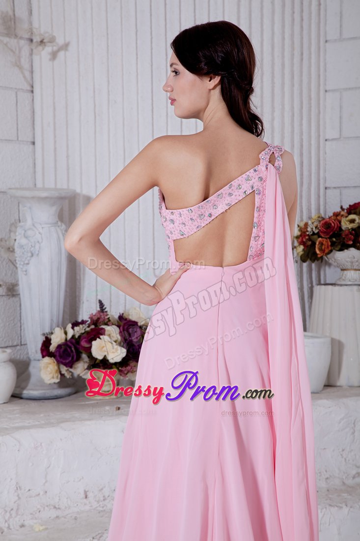 Watteau Train Ruche One Shoulder Prom Party Dress Beading High Slit 2013