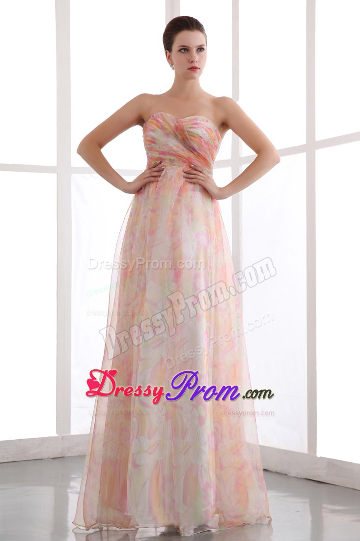 Big Bear Lake CA Printing Chiffon Prom Pageant Dress with Ruches
