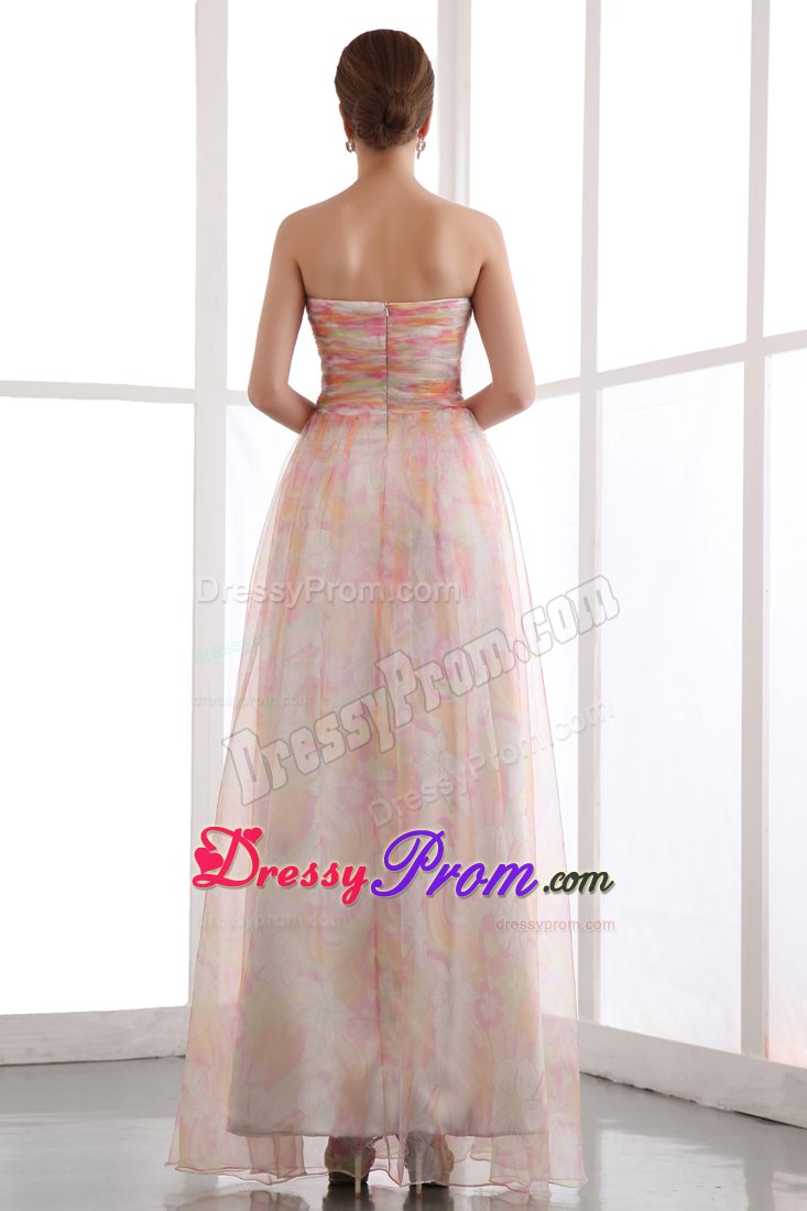 Big Bear Lake CA Printing Chiffon Prom Pageant Dress with Ruches