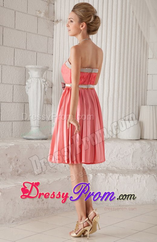 Sweet Strapless Pleat Prom Dresses with Bowknot Knee-length for Imperatriz
