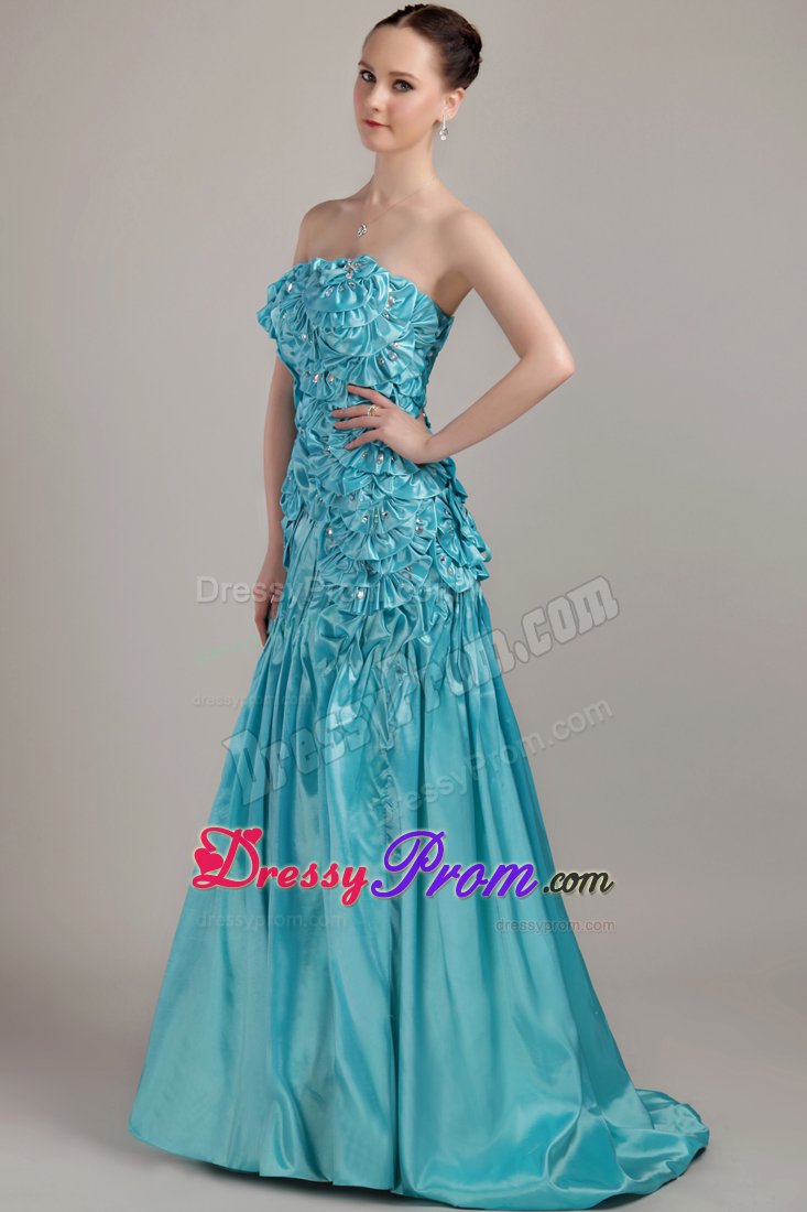 Lace-up Strapless Dress for Prom Beading Sweep Train for Varzea Grande