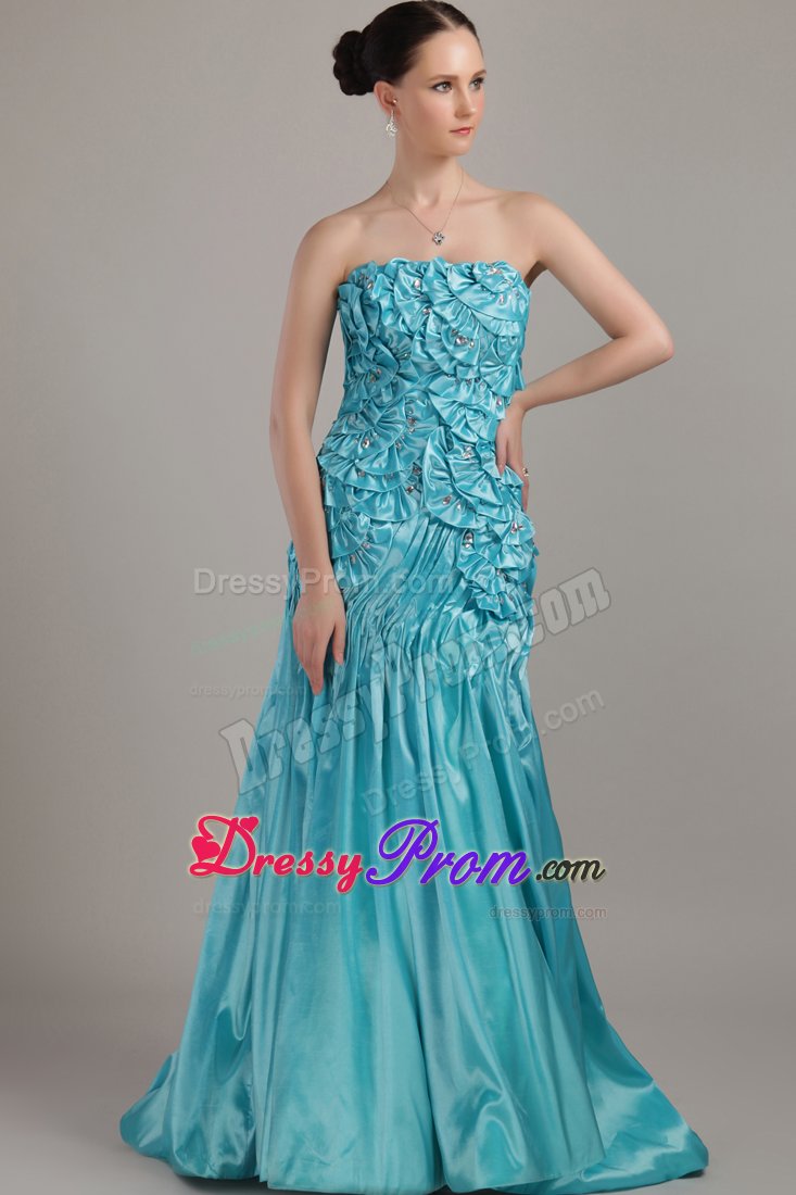 Lace-up Strapless Dress for Prom Beading Sweep Train for Varzea Grande