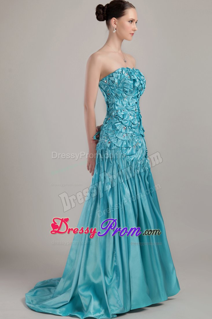 Lace-up Strapless Dress for Prom Beading Sweep Train for Varzea Grande