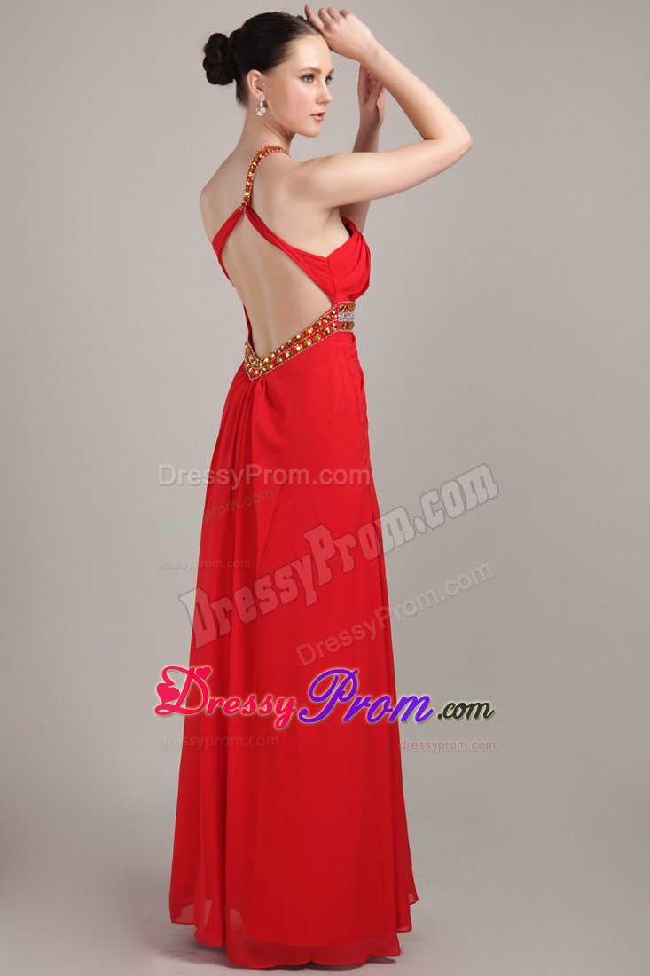 Fitted Beaded One Shoulder Prom Homecoming Dress High Slit Floor-length