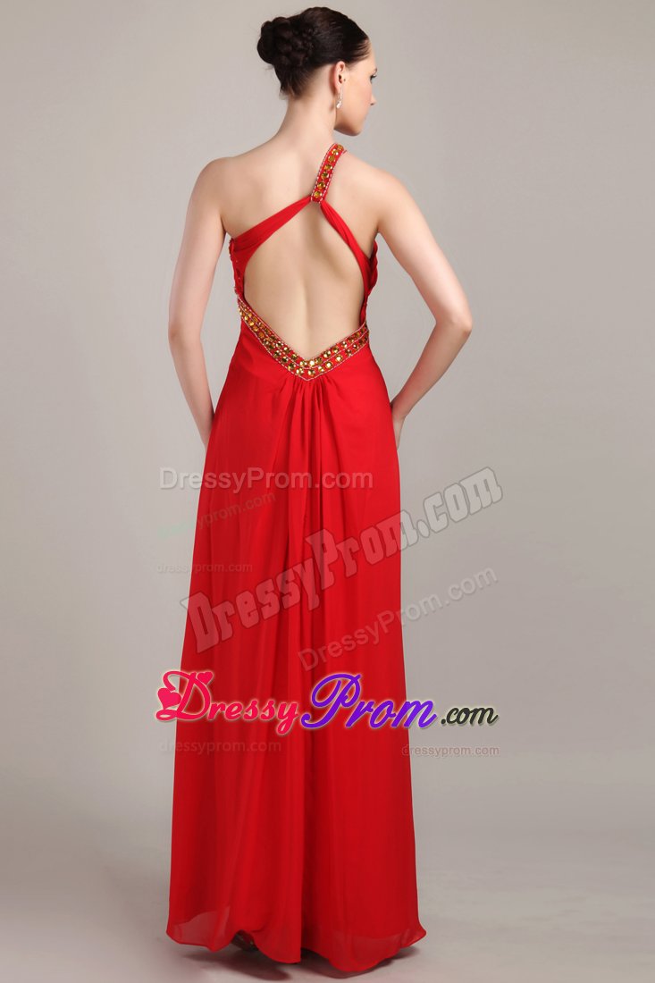 Fitted Beaded One Shoulder Prom Homecoming Dress High Slit Floor-length
