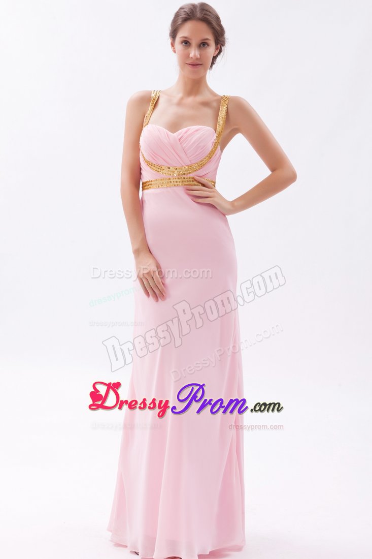 Beaded and Ruched Pink Prom Graduation Dresses with Criss Cross