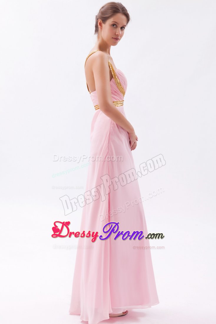 Beaded and Ruched Pink Prom Graduation Dresses with Criss Cross