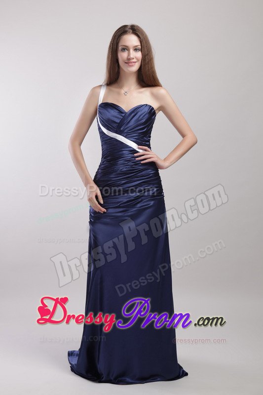 One Shoulder Brush Train Prom Gown Dresses Ruching Sweetheart for 2013