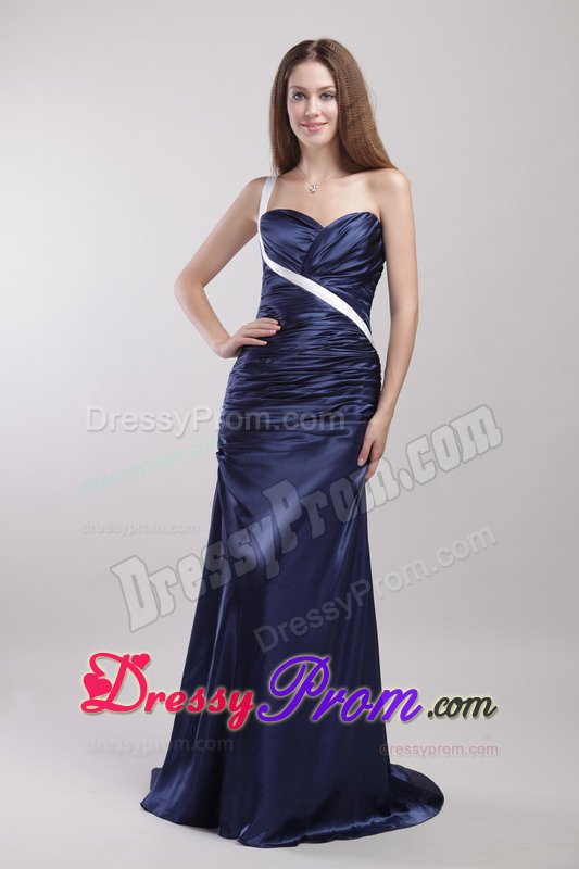 One Shoulder Brush Train Prom Gown Dresses Ruching Sweetheart for 2013