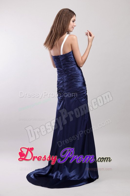One Shoulder Brush Train Prom Gown Dresses Ruching Sweetheart for 2013