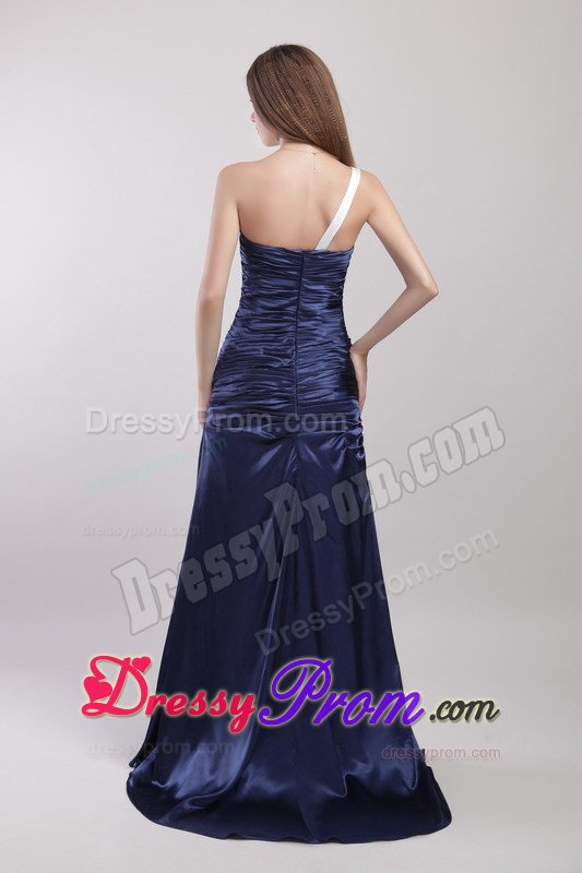 One Shoulder Brush Train Prom Gown Dresses Ruching Sweetheart for 2013