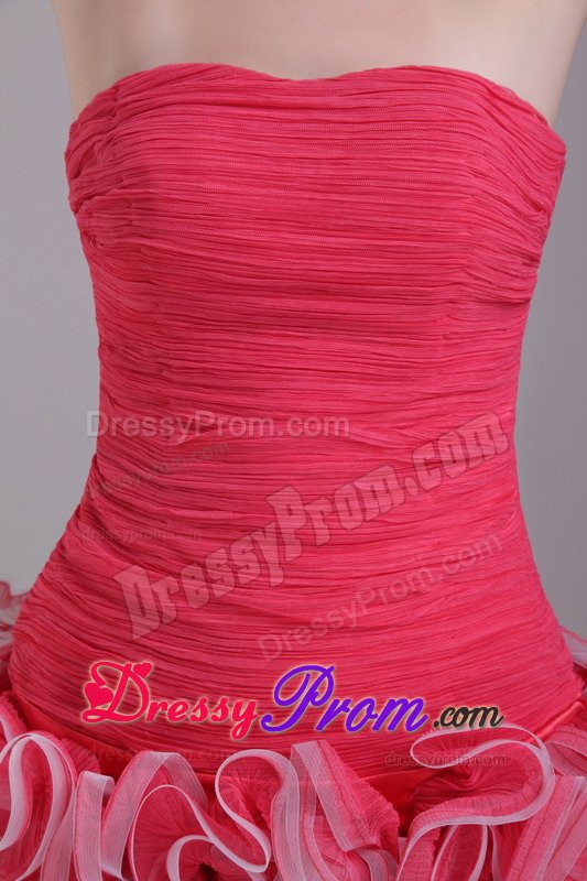 Latest Mini-length Ruche Prom Gown Ruffles with Zipper up Back in Sumare