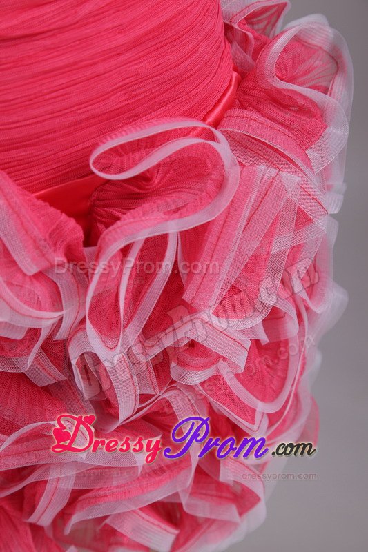 Latest Mini-length Ruche Prom Gown Ruffles with Zipper up Back in Sumare