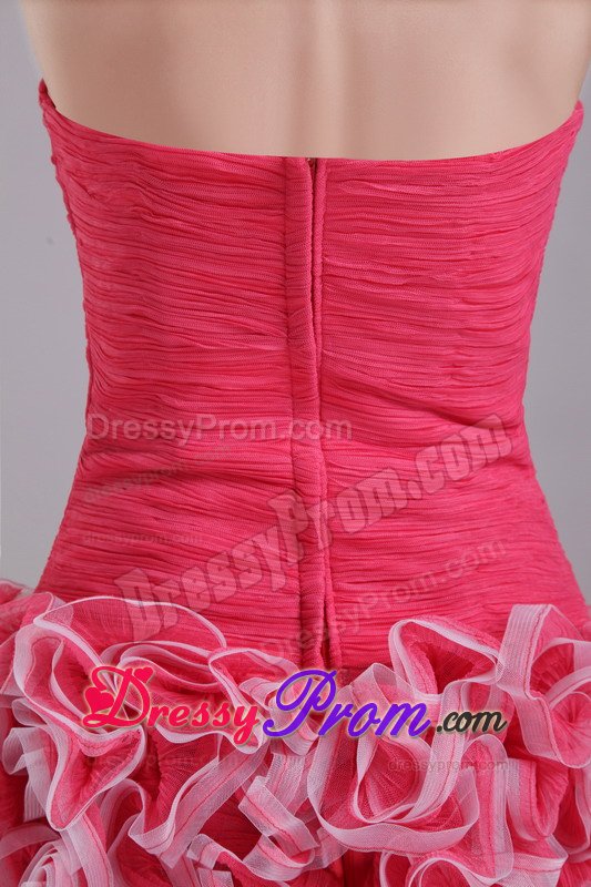 Latest Mini-length Ruche Prom Gown Ruffles with Zipper up Back in Sumare