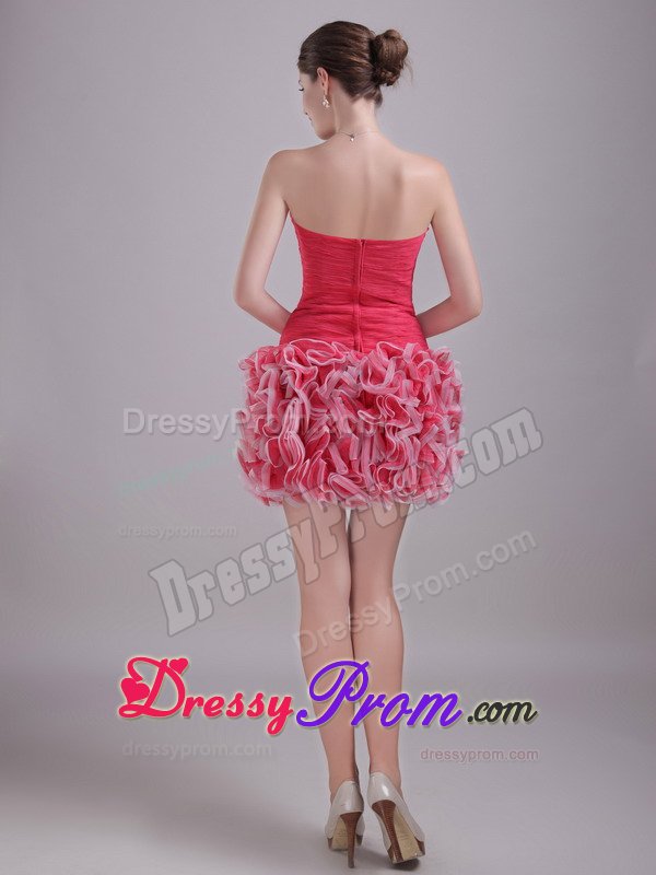 Latest Mini-length Ruche Prom Gown Ruffles with Zipper up Back in Sumare