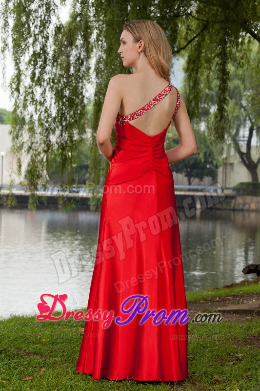 Delish Red One Shoulder Prom Evening Dress Floor-length with Cutout Back