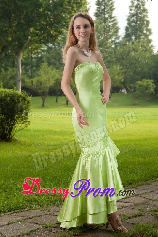 Mermaid Sweetheart High-low Beaded Prom Dress in Spring Green