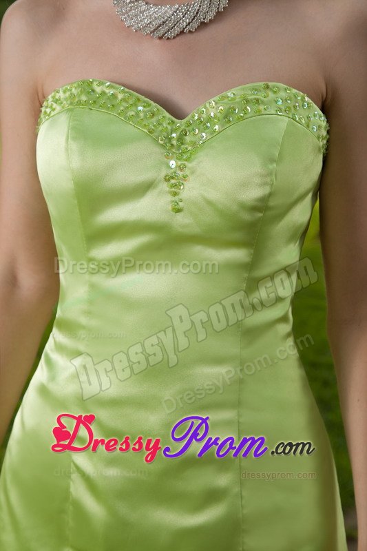 Mermaid Sweetheart High-low Beaded Prom Dress in Spring Green