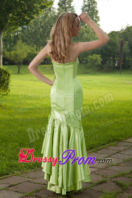 Mermaid Sweetheart High-low Beaded Prom Dress in Spring Green