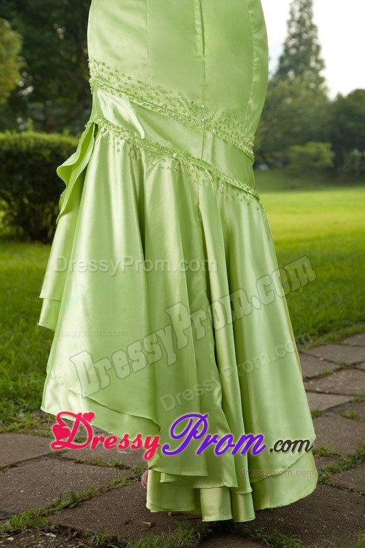 Mermaid Sweetheart High-low Beaded Prom Dress in Spring Green