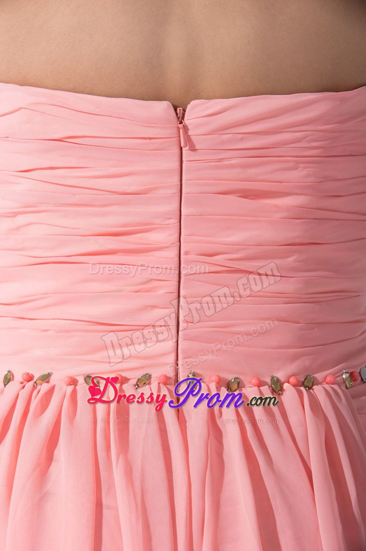 Jewelry Decorate Prom Dresses with High Slit and Watteau