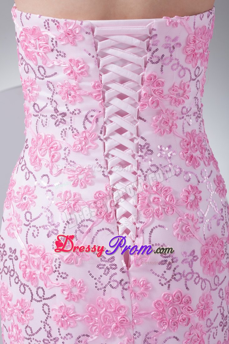 Special Floral Embossed Fabric for Mermaid Prom Dress in Pink