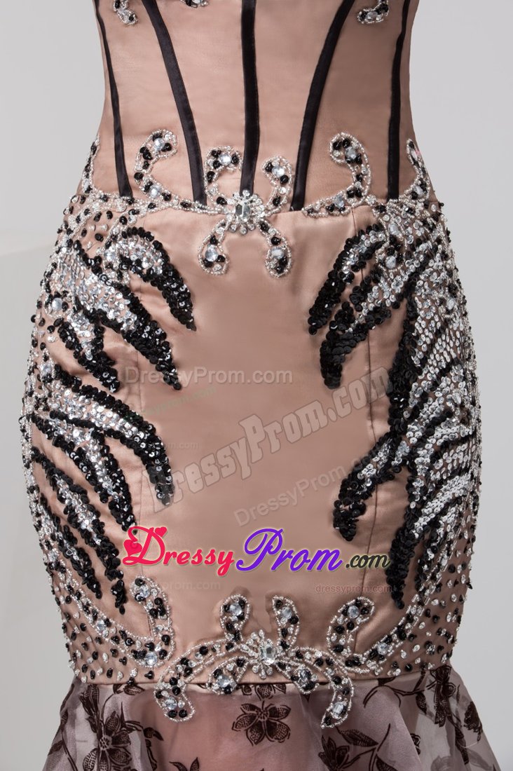 2014 Mermaid Sweetheart Beading Tan Prom Dress with Lace