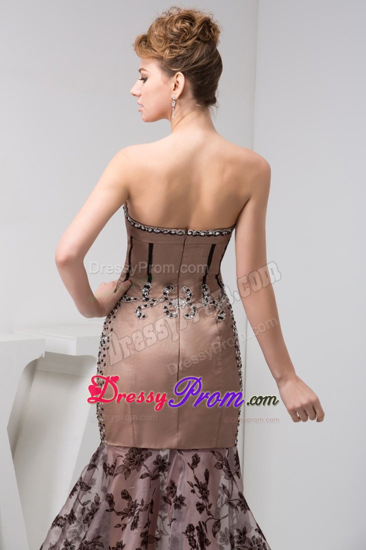 2014 Mermaid Sweetheart Beading Tan Prom Dress with Lace