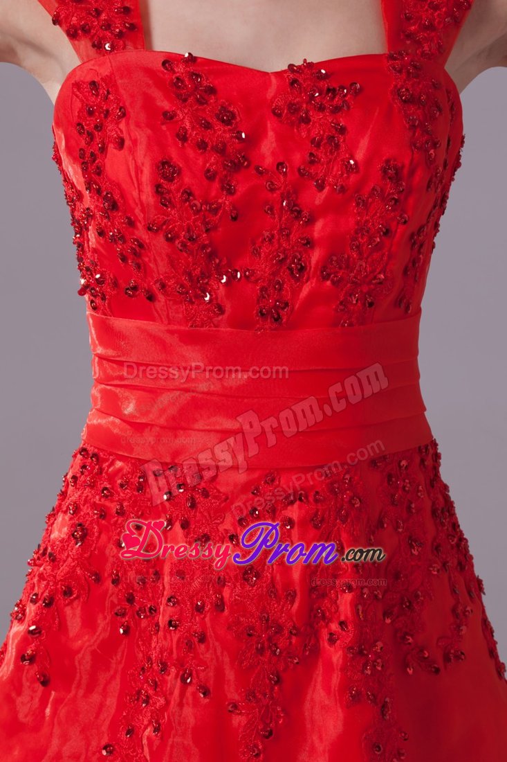 Square Trumpet for Beading and Appliques Prom Dresses with Brush