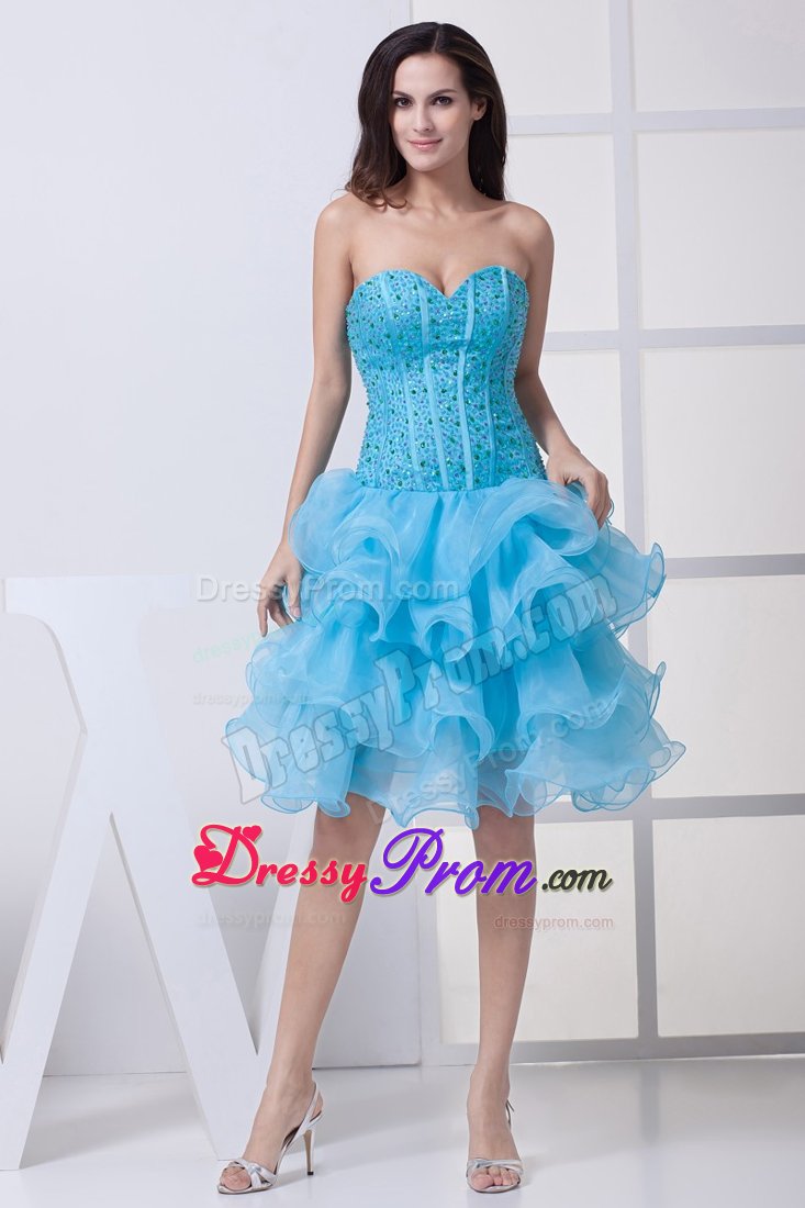 Perfect Ruffled Layers Prom Dress for Ladies Beading Sweetheart Organza