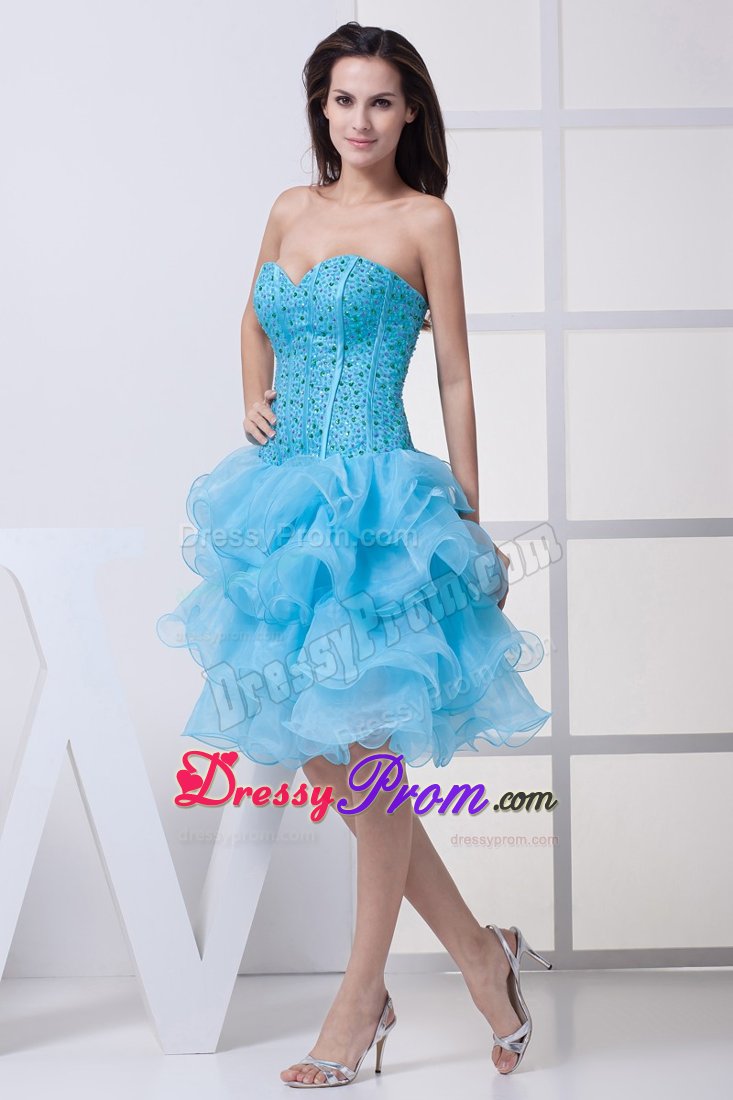 Perfect Ruffled Layers Prom Dress for Ladies Beading Sweetheart Organza