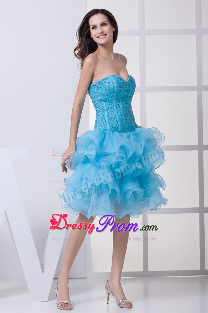 Perfect Ruffled Layers Prom Dress for Ladies Beading Sweetheart Organza