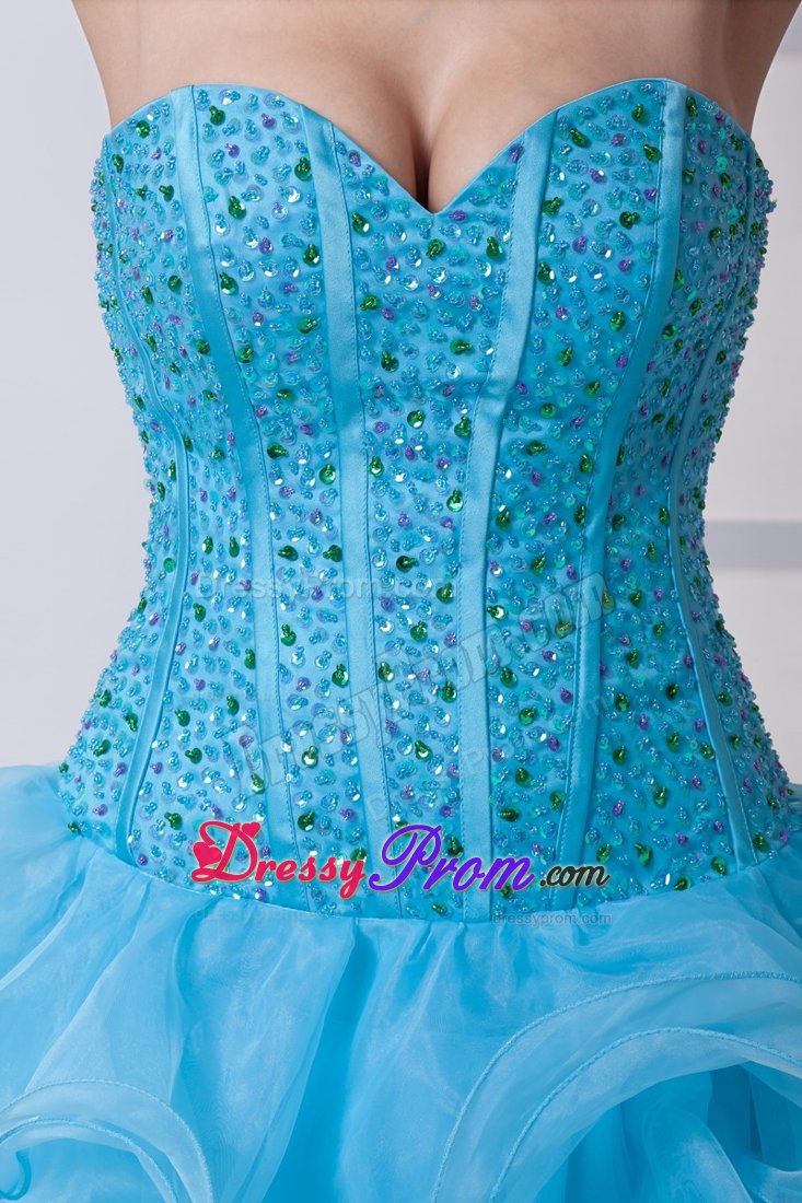 Perfect Ruffled Layers Prom Dress for Ladies Beading Sweetheart Organza