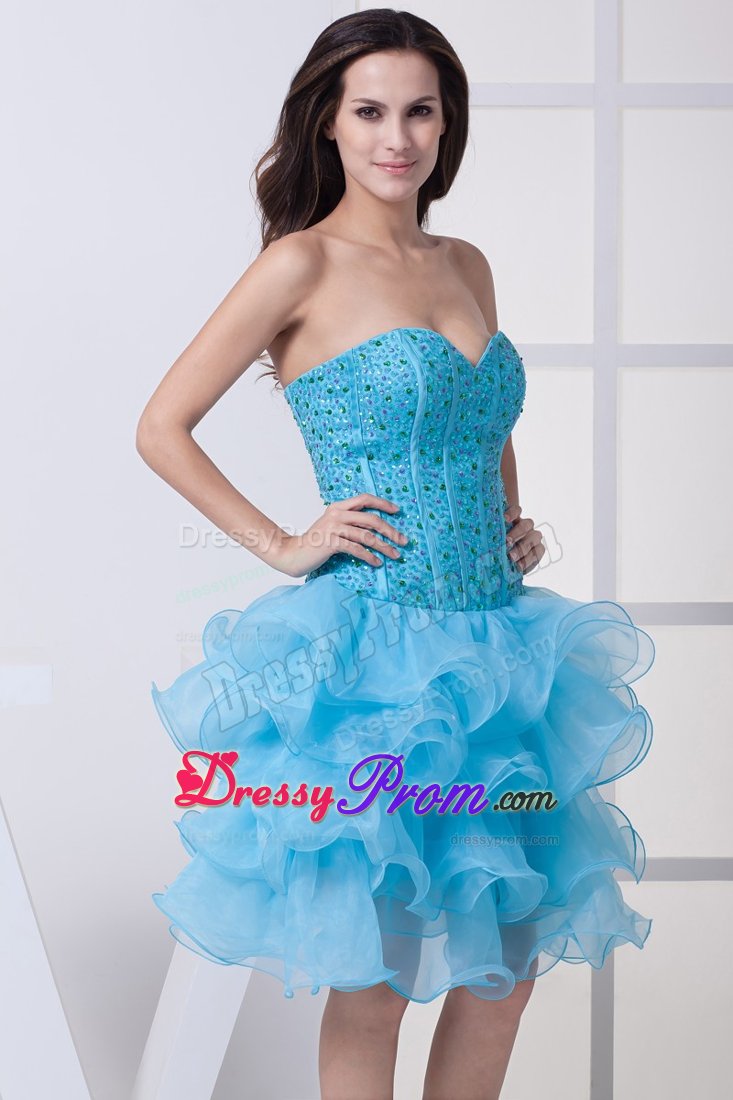 Perfect Ruffled Layers Prom Dress for Ladies Beading Sweetheart Organza
