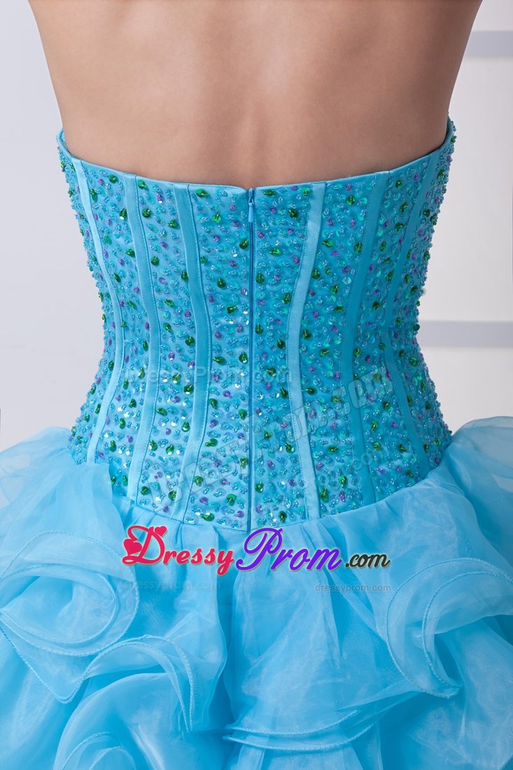 Perfect Ruffled Layers Prom Dress for Ladies Beading Sweetheart Organza