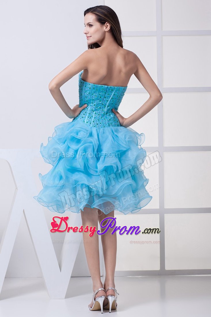 Perfect Ruffled Layers Prom Dress for Ladies Beading Sweetheart Organza