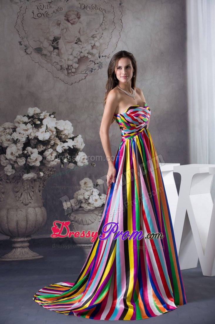 Multi-color Sweetheart Sweep Prom Dress in New Zealand