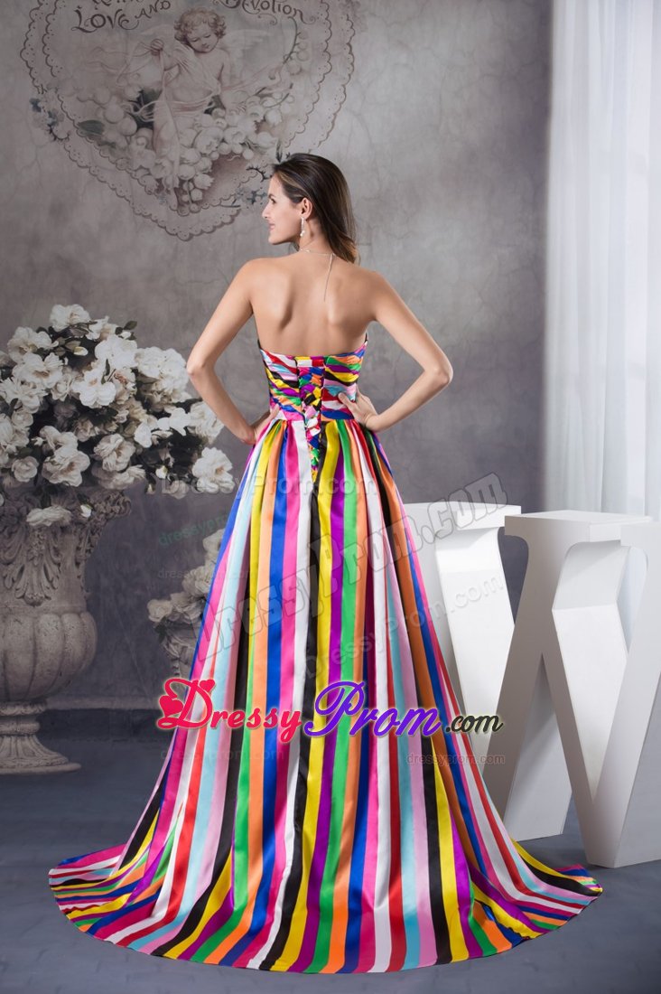 Multi-color Sweetheart Sweep Prom Dress in New Zealand