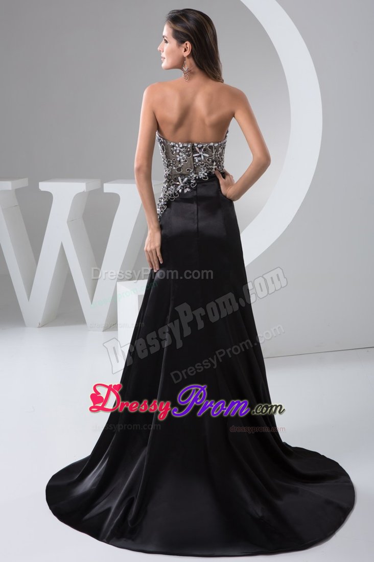 Beading and High Slit Design for 2014 Brush Prom Evening Dress