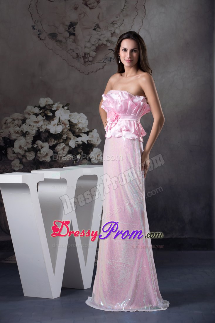 Hand Made Flowers Decorate for Long Prom Dress Column Style