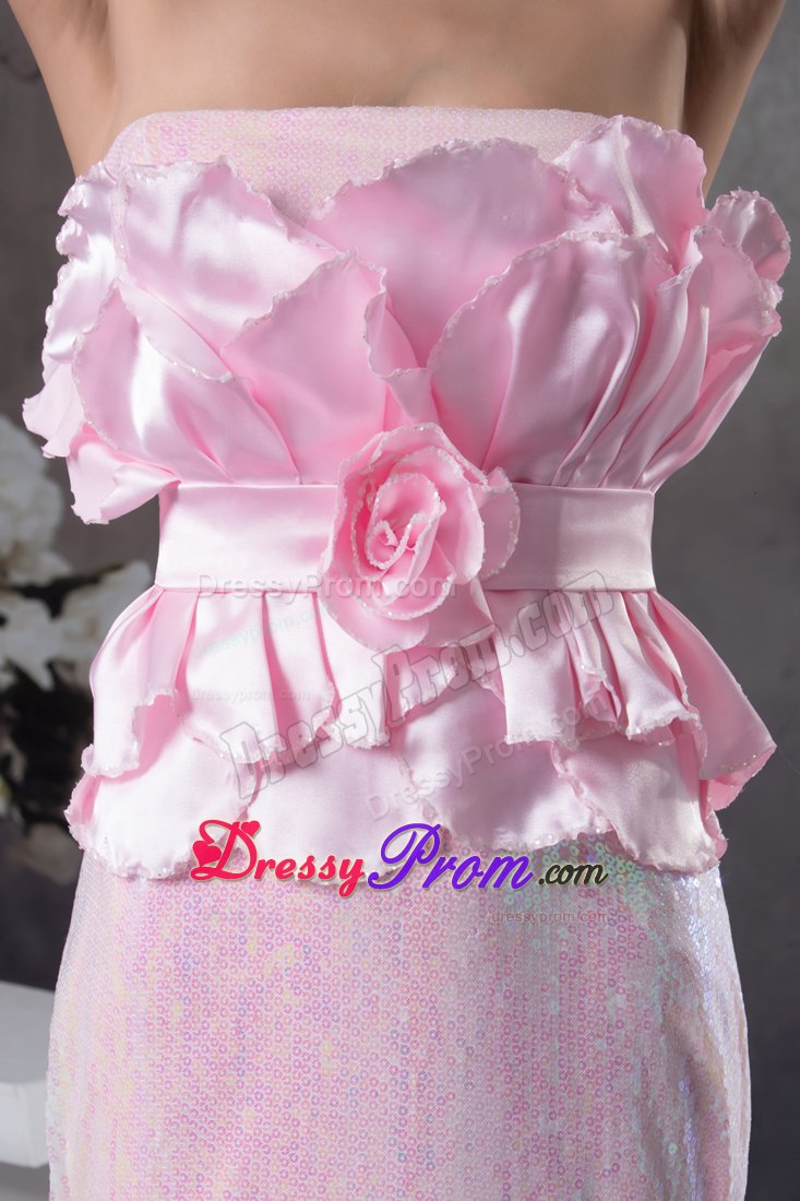 Hand Made Flowers Decorate for Long Prom Dress Column Style