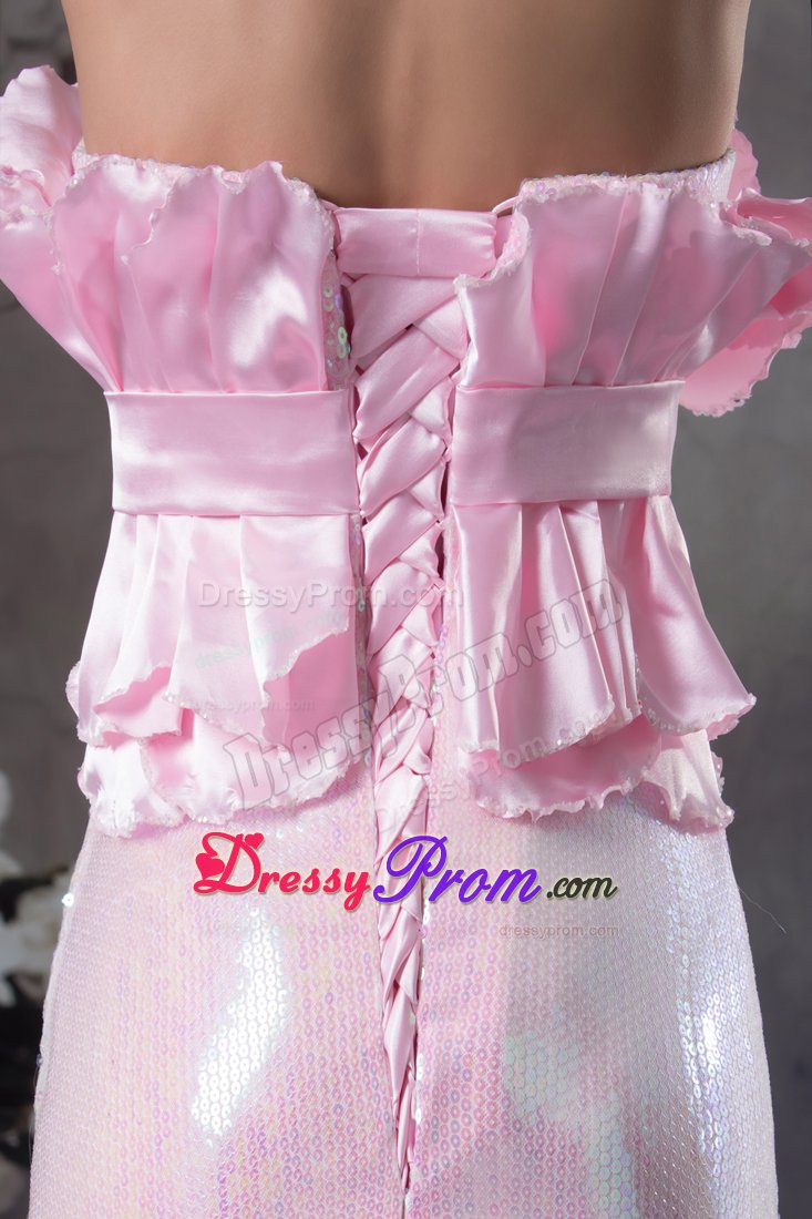 Hand Made Flowers Decorate for Long Prom Dress Column Style