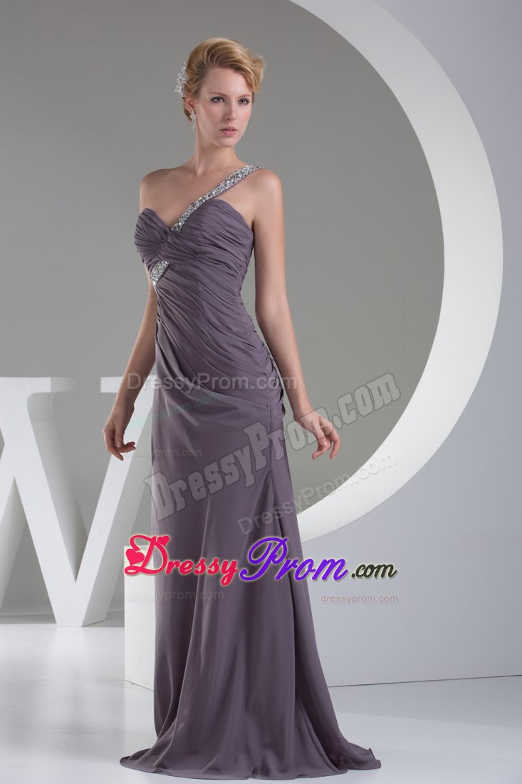 Beaded One Shoulder Dresses for Prom Ruche Floor-length on Discount