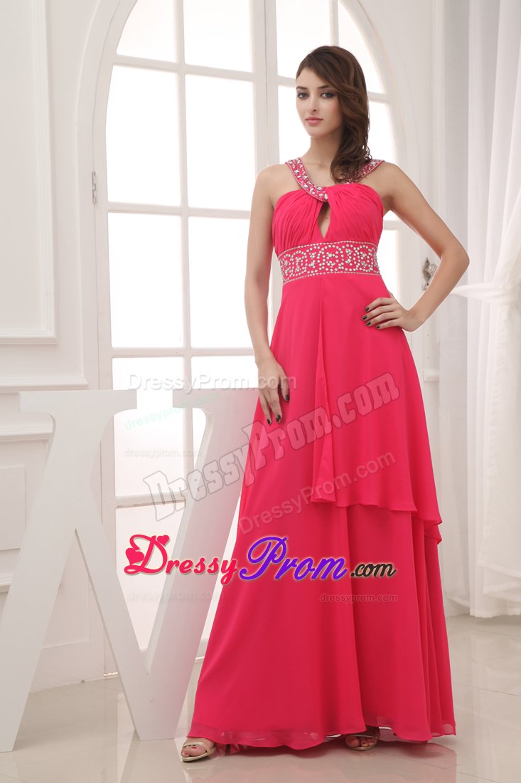 V-neck with Key Hole Beaded Long Prom Dress For 2013 Customize