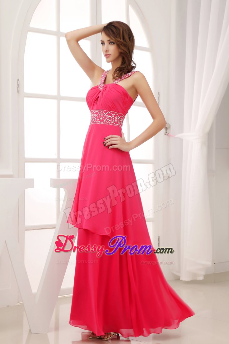 V-neck with Key Hole Beaded Long Prom Dress For 2013 Customize