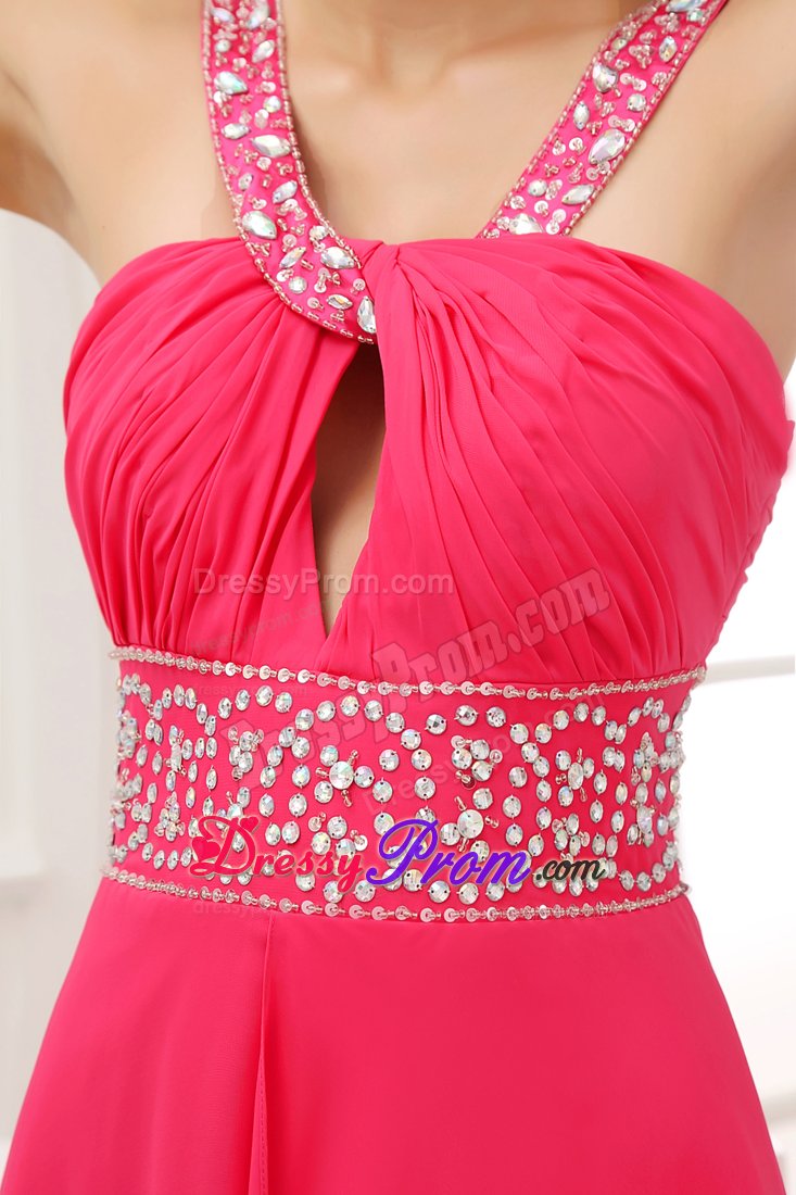 V-neck with Key Hole Beaded Long Prom Dress For 2013 Customize