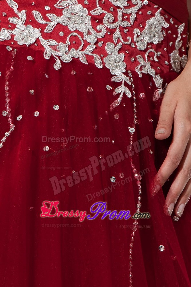Torrance CA Appliqued Tulle Dresses for Quinceanera in Wine Red