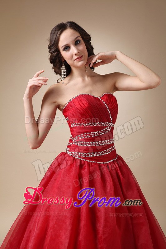Beaded and Ruched Wine Red Sixteen Quinceanera Dress Brush Train