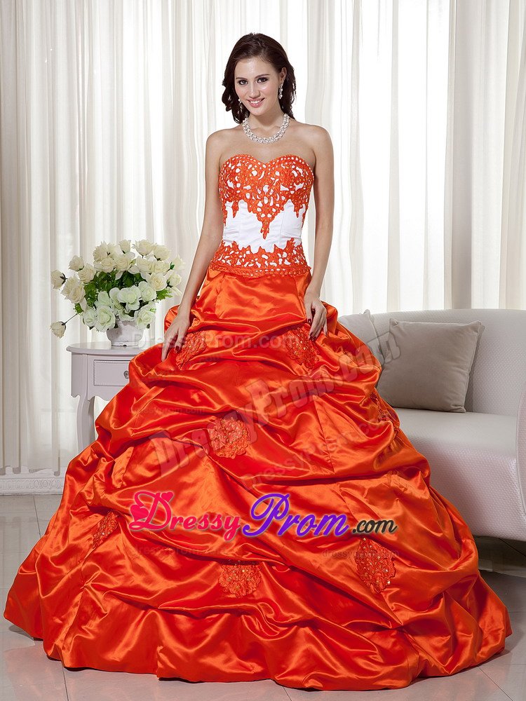 Appliques and Pick ups Accent Orange Red 16 Quinceanera Dresses